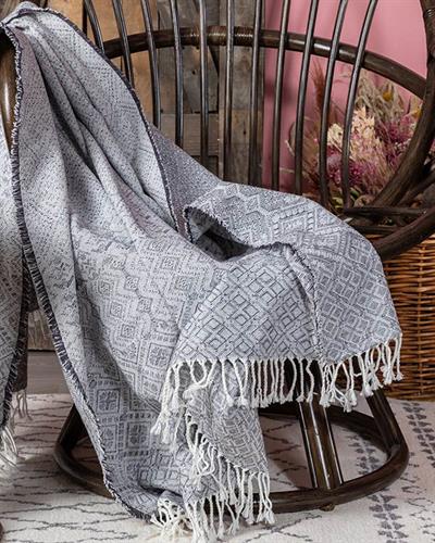 Tiles Шал За Кресло Тъкан, Сиво, 120 X 160 Cm