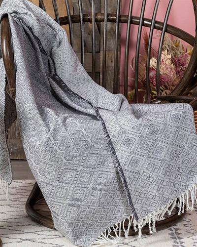 Tiles Шал За Кресло Тъкан, Сиво, 120 X 160 Cm