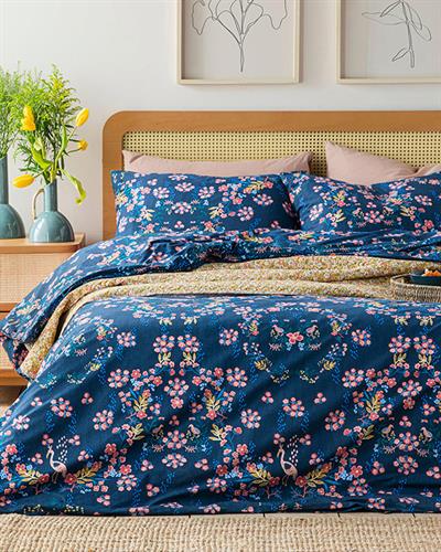 Cotton For One Person Duvet Cover Set 160x220 cm Dark Blue