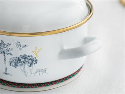 Toile Botanical Тенджера Емайлиран 16 см Тъмносин - Бял