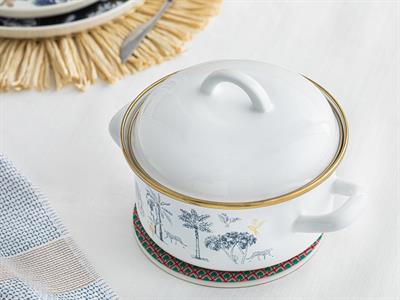 Toile Botanical Тенджера Емайлиран 16 см Тъмносин - Бял