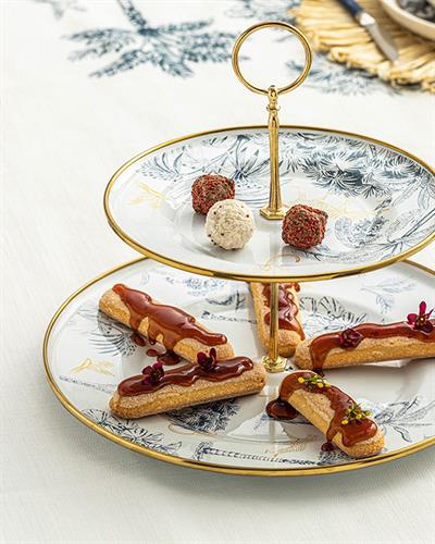 Toile Botanical Сервиз На Етажи Емайлиран, Тъмно Синьо-Бяло, 21X29 Cm