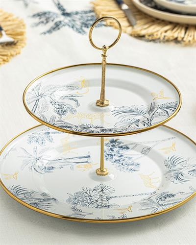 Toile Botanical Сервиз На Етажи Емайлиран, Тъмно Синьо-Бяло, 21X29 Cm