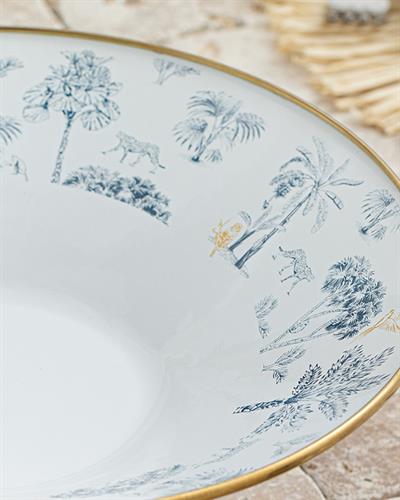 Toile Botanical Enamel Orchard 32 cm Dark Blue - White