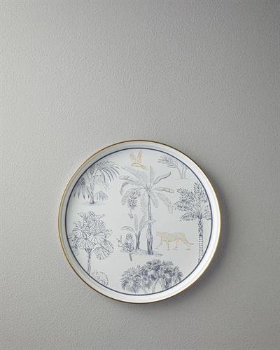 Toile Botanical Табла Кръгъл, Емайлиран, Тъмно Синьо-Бяло, 33 Cm