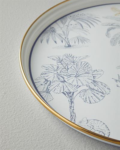 Toile Botanical Табла Кръгъл, Емайлиран, Тъмно Синьо-Бяло, 33 Cm