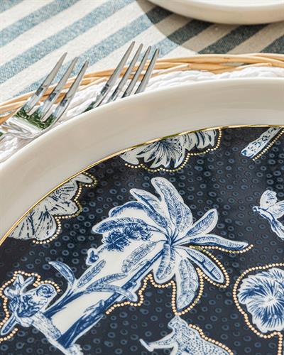 Toile Jungle Чиния За Сервиране Bone Порцелан, Тъмно Синьо., 27 Cm