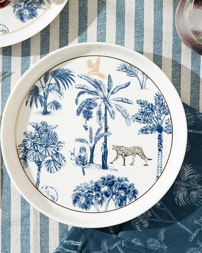 Toile Jungle bone porcelain Cake Plate 21 cm Dark Blue - White