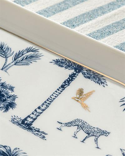 Toile Jungle Продълговата Чиния Bone Порцелан, Тъмно Синьо-Бяло, 30 Cm