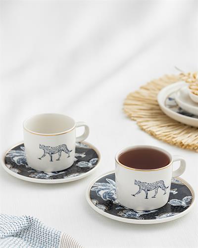 Toile Panther Комплект Чаени Чаши 4 Бр. За 2 Души, Bone Порцелан, Тъмно Синьо., 200 Ml