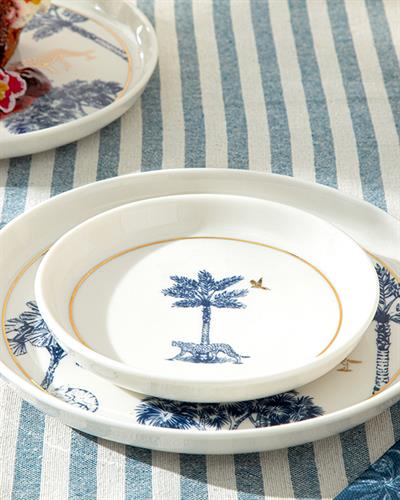 Toile Panther Чиния За Торта New Bone China, Тъмно Синьо-Бяло, 15 Cm