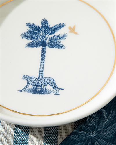 Toile Panther Чиния За Торта New Bone China, Тъмно Синьо-Бяло, 15 Cm