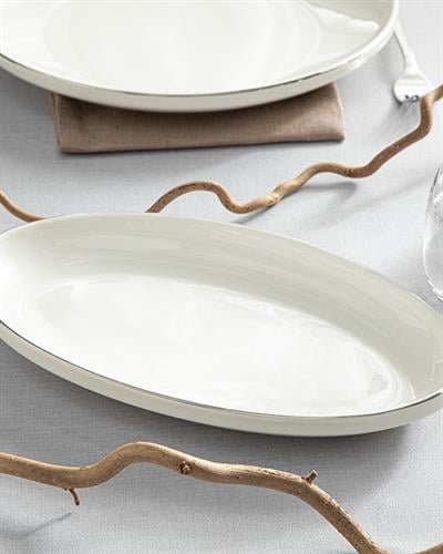 Torino Продълговата Чиния Порцелан, Сребристо, 25 Cm