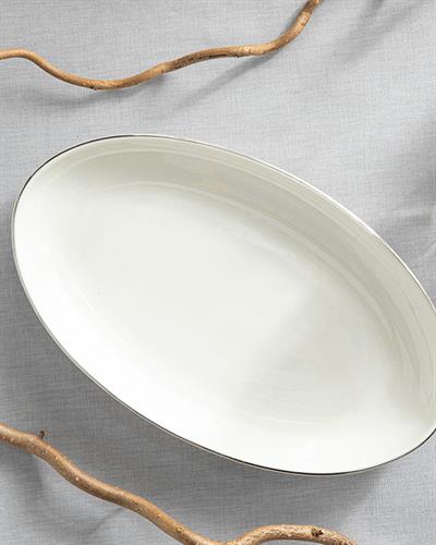 Torino Продълговата Чиния Порцелан, Сребристо, 25 Cm