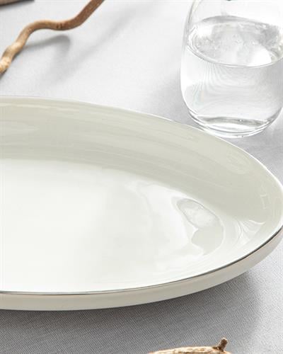 Torino Продълговата Чиния Порцелан, Сребристо, 25 Cm