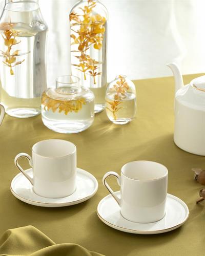 Torino Комплект Чаени Чаши 4 Бр. За 2 Души, Порцелан, Златисто, 180 Ml