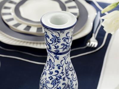Trace Свещник Порцелан 10,5x20 см Син - Бял.