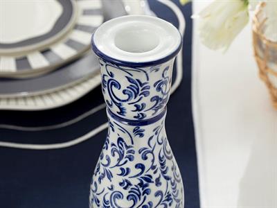Trace Свещник Порцелан 11,5x25 см Син - Бял.