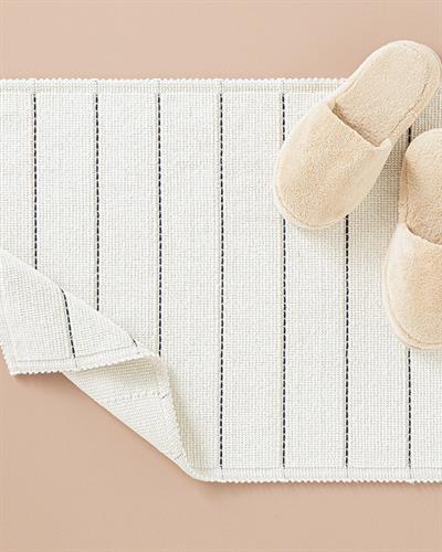 Tressy Cotton Striped Bathroom Mat 50x80 cm Ecru