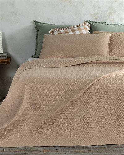 Triangle Покривка За Легло Комплект Единичен Размер, Многофункционално, Бежово, 160 X 220 Cm