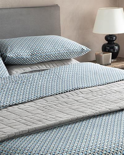 Trio Tile Комплект Спално Бель Единичен Размер, Лесно За Гладене, Тъмно Синьо, 160 X 220 Cm