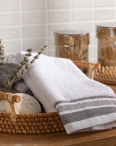 Triple Хавлии За Ръце Памучен, На Райета, Бяло, 30 X 40 Cm