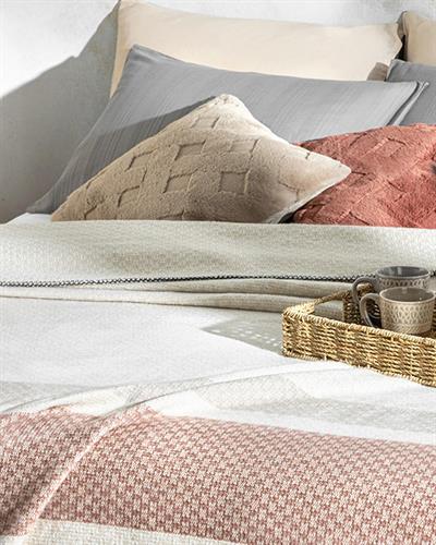 Triple Stripe Одеяло Единичен Шотландско каре 150x200 см Кафяв - Антрацит