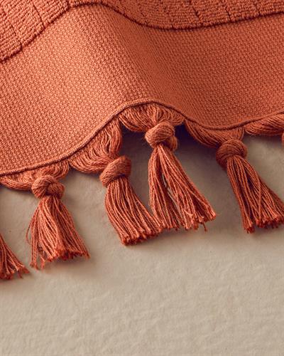 Tuffy Stripe Кърпа За Лице С ресни Памучен 50x80 см Керемиден