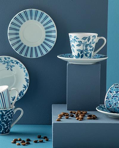 Tulca Porcelain 4 Parça 2 Kişilik Coffee Cup Set 80 ml Blue