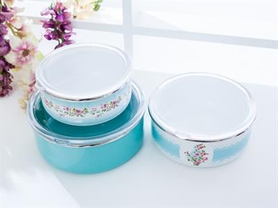 Tulip КУТИЯ ЗА СЪХРАНЕНИЕ 3 бр. Емайлиран 14 - 16 - 18 cm Light Cream