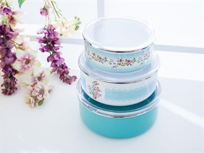 Tulip КУТИЯ ЗА СЪХРАНЕНИЕ 3 бр. Емайлиран 14 - 16 - 18 cm Light Cream