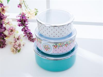 Tulip КУТИЯ ЗА СЪХРАНЕНИЕ 3 бр. Емайлиран 14 - 16 - 18 cm Cream.