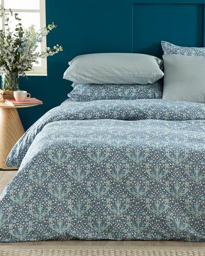 Tulip Blues Спално Бельо Двоен Размер, Лесно За Гладене, Тъмно Синьо, 200 X 220 Cm