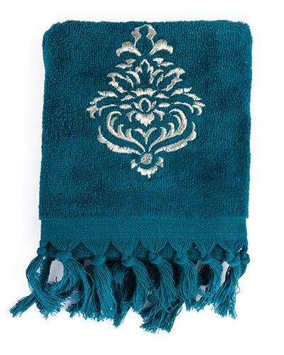 Tulip Damask Кърпа За Лице Кадифе с бродерия 40x60 см Тъмнозелен