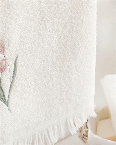 Tulip Garden Хавлия За Лице Бродирани, Екру, 50 X 76 Cm