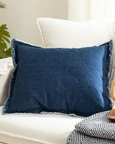 Tulipe Декоративна Възглавница Дънков плат 45x45 см Индиго.