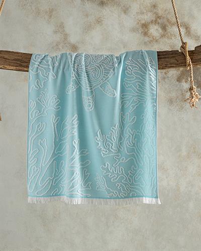 Turtle Плажна Хавлия Една Страна, Памучен Полиестер, Синьо, 75 X 150 Cm