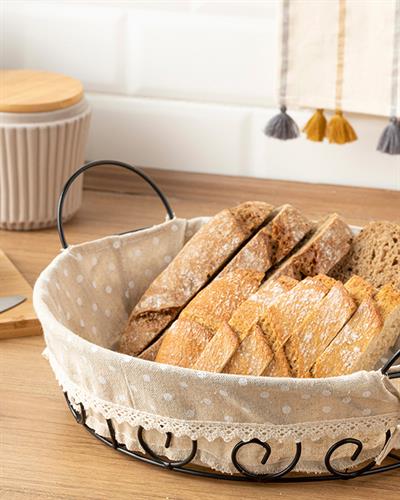 Twist Кошница За Хляб Кръгъл Метал 25x8 см Бежов