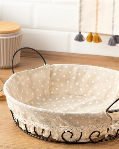 Twist Кошница За Хляб Кръгъл Метал 25x8 см Бежов