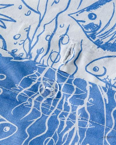 Underwater Wonders Спален Комплект Двоен Памучен 200x220 см Тъмносин