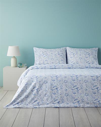 Underwater Wonders Спален Комплект Двоен Памучен 200x220 см Тъмносин