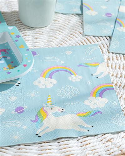 Unicorn Rainbow Хартийни Салфетки 20 Бр., Хартия, Синьо, 33 X 33 Cm