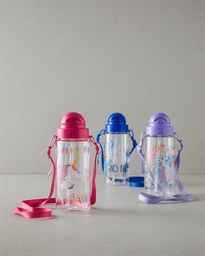 Unicorn Детска Бутилка За Вода С Презрамки, Tritan, Розово, 500 Ml