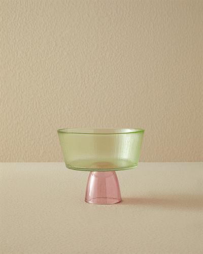 Unique Patch Плато За Предястия С крака Стъкло 16 см Зелен - Розов