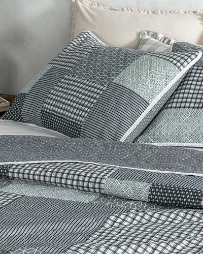 Unique Patch Покривка За Легло Комплект Двоен Размер, Многофункционално, Сиво, 200 X 220 Cm