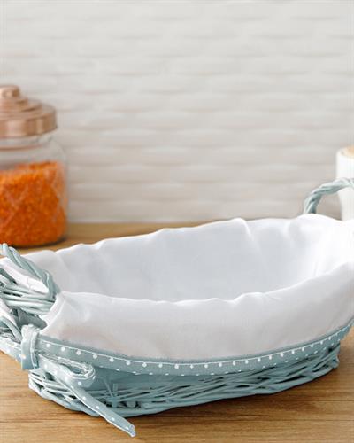 Urban Кошница За Хляб Овален Слама 28x18x9 см Син