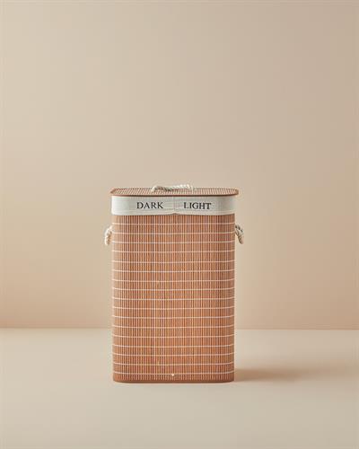 Urbann Кош За Пране Сгъваема С 2 Отделения, Бамбук, Кафяво, 40 X 30 X 60 Cm