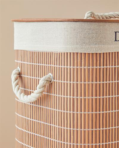 Urbann Кош За Пране Сгъваема С 2 Отделения, Бамбук, Кафяво, 40 X 30 X 60 Cm