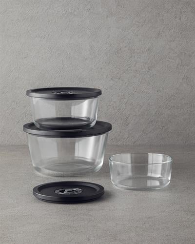 Vacuum Pro Lock Кутия За Съхранение 7 части с вакуумно устройство Стъкло 820 + 1550 + 2700 мл Чере