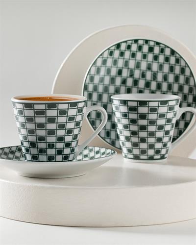 Valda Комплект С Чаши За Кафе 4 части за 2 души Порцелан 80 мл Зелен